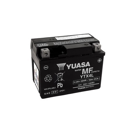 Batterie YUASA W/C sans entretien activée usine - YTX4L FA