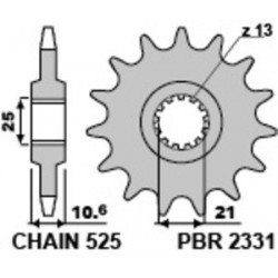 Pignon PBR acier standard 2331 - 525