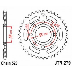 Couronne JT SPROCKETS acier standard 279 - 520