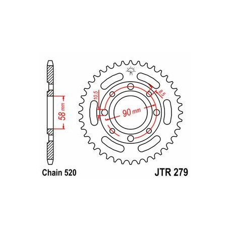 Couronne JT SPROCKETS acier standard 279 - 520