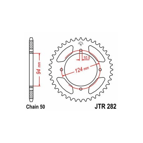 Couronne JT SPROCKETS acier standard 282 - 530