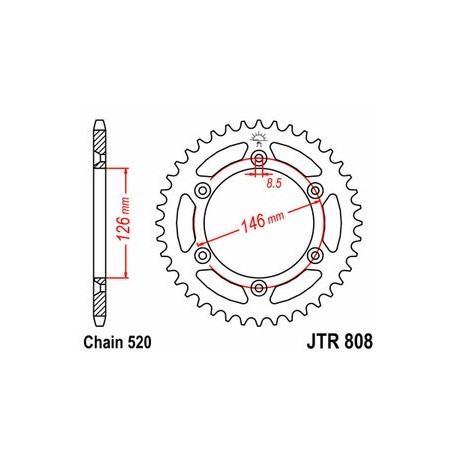 Couronne JT SPROCKETS acier standard 808 - 520