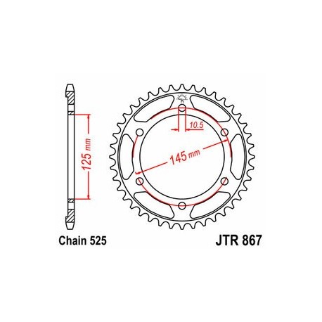 Couronne JT SPROCKETS acier standard 867 - 525