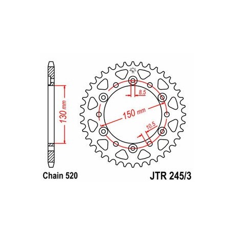 Couronne JT SPROCKETS acier standard 245/3 - 520
