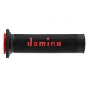 Revêtements de poignées DOMINO A010 Road/Racing noir/rouge sans gauffrage