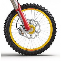 Roue avant complète HAAN WHEELS Tubeless 21x2,15x36T jante or/moyeu or/rayons argent/têtes de rayons argent