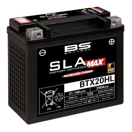 Batterie BS BATTERY BTX20HL SLA Max sans entretien activée usine SPECIAL HARLEY DAVIDSON 20Ah