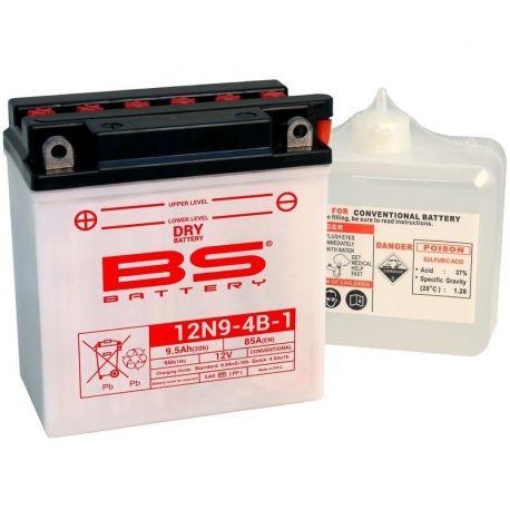 Batterie BS BATTERY 12N9-4B-1 conventionnelle livrée avec pack acide