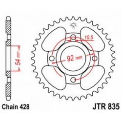 Couronne JT SPROCKETS acier standard 835 - 428
