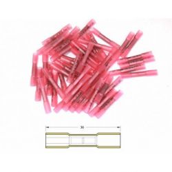 Bout à bout à sertir thermo-rétractable BIHR Ø0,5/1,5mm² - 50pièces transparent rouge