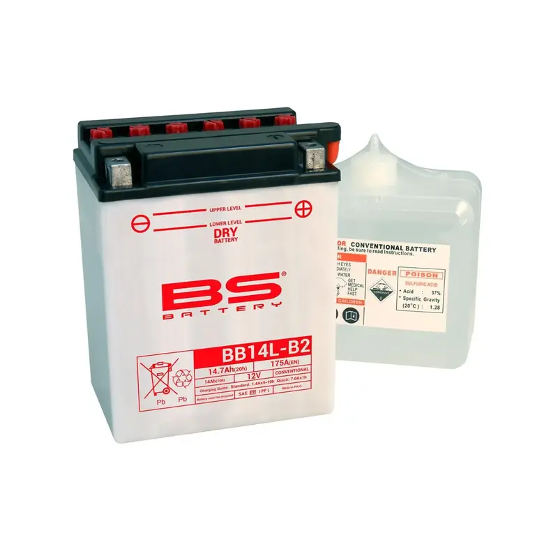 Batterie BS BB14L-A2 conventionnelle livrée avec pack acide