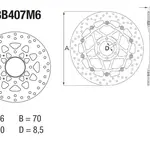 Disque de frein arrière Brembo Serie Oro rond fixe type 68B407M6