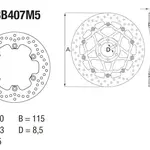 Disque de frein arrière Brembo Serie Oro rond fixe type 68B407M5