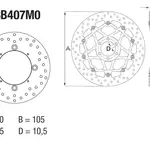 Disque de frein arrière Brembo Serie Oro rond fixe type 68B407M0