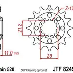 Pignon JT SPROCKETS 14 dents acier anti-boue pas 520 type 824SC Husqvarna