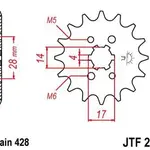 Pignon JT SPROCKETS 13 dents acier pas 428 type 277 Honda TRX90X