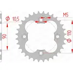 Couronne AFAM 32 dents acier pas 520 type 92324