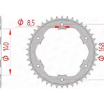 Couronne AFAM 42 dents acier pas 525 type 92634 BMW