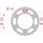 Couronne AFAM 42 dents acier pas 520 type 71304