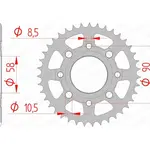 Couronne AFAM 34 dents acier pas 428 type 10201