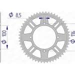 Couronne AFAM 51 dents alu pas 428 type 17105 Kawasaki