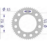Couronne AFAM 52 dents alu pas 520 type 13301 Yamaha WR200