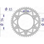 Couronne AFAM 50 dents alu pas 520 type 17206N Kawasaki