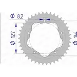 Couronne AFAM 38 dents alu pas 525 type 51608 Ducati