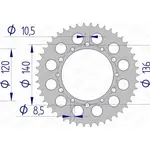 Couronne AFAM 45 dents alu pas 520 type 17404