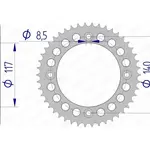 Couronne AFAM 46 dents alu pas 428 type 13108 Yamaha