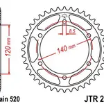 Couronne JT SPROCKETS 38 dents acier pas 520 type 260