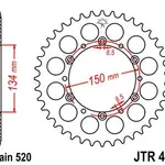 Couronne JT SPROCKETS 45 dents acier pas 520 type 460 Kawasaki KX500