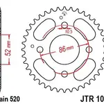 Couronne JT SPROCKETS 30 dents acier pas 520 type 1071 Kymco