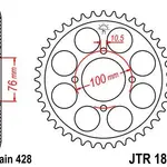 Couronne JT SPROCKETS 53 dents acier pas 428 type 1806