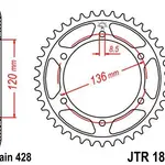 Couronne JT SPROCKETS 53 dents acier pas 428 type 1847