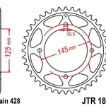 Couronne JT SPROCKETS 53 dents acier pas 428 type 1874