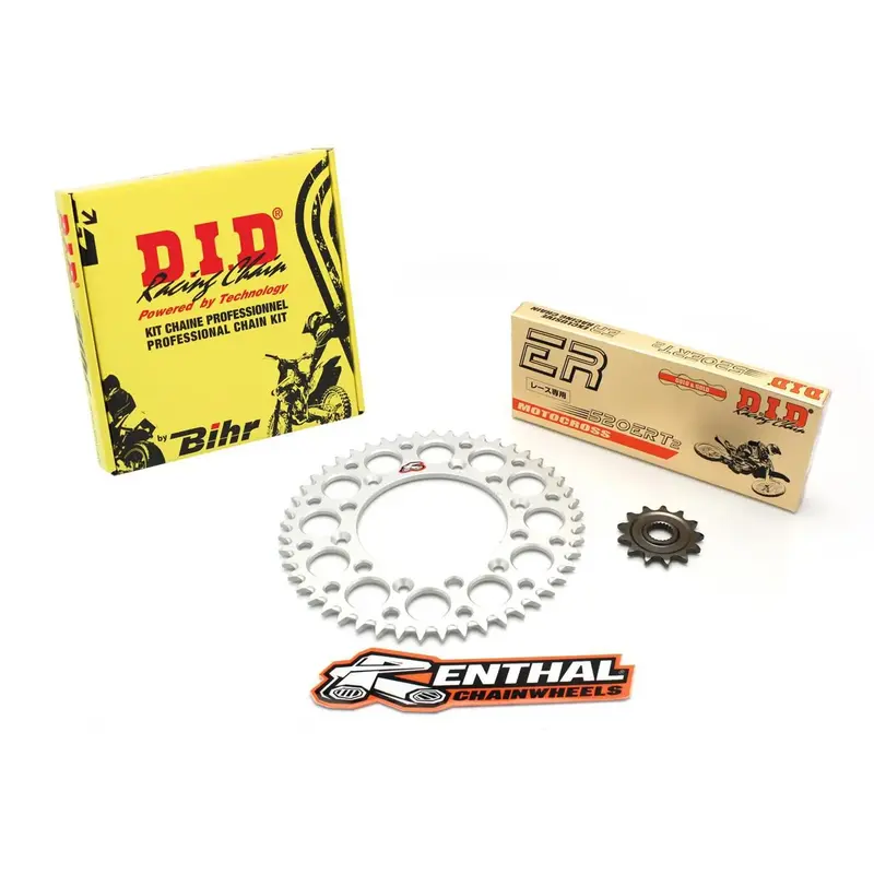 Kit chaîne D.I.D/RENTHAL 520 type VX2 13/52 (couronne ultra-light anti-boue) KTM/Husaberg/Husqvarna