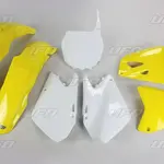 Kit plastique UFO couleur origine jaune/blanc Suzuki RM125/250