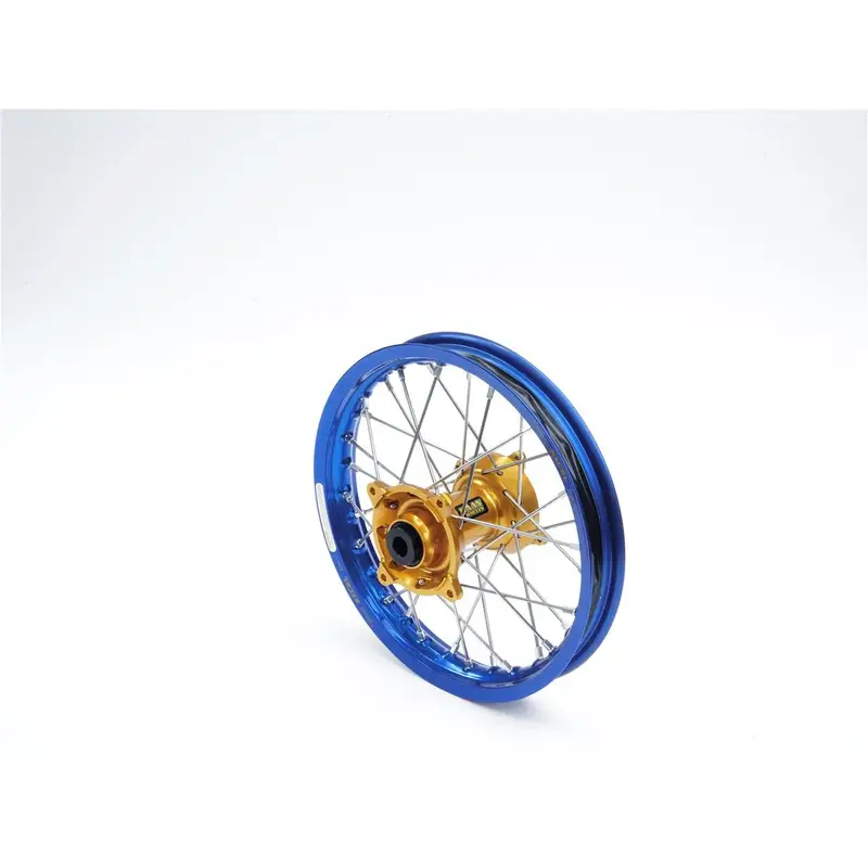 Roue avant complète HAAN WHEELS 21x1,60x36T jante bleu/moyeu or Yamaha