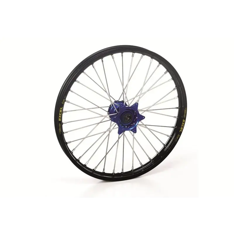 Roue avant complète HAAN WHEELS 17X5.00 jante noir/moyeu bleu