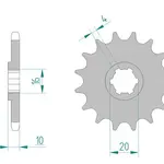 Pignon AFAM 14 dents acier type 22205 pas 428 HYOSUNG GA 125 Cruise