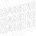 Numéro de course 5 BLACKBIRD 7x5,5cm blanc jeu de 3