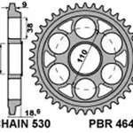 Couronne PBR 42 dents acier standard pas 530 type 4643