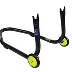 Béquille arrière BIHR Home Track supports en &quot;V&quot; noir mat roues rouge