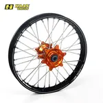 Roue arrière complète HAAN WHEELS A60 19x2,15x36T jante noir/moyeu orange/rayons argent/têtes de rayons argent