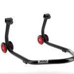 Béquille arrière BIHR Home Track supports en &quot;V&quot; noir mat roues rouge