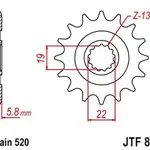 Pignon JT SPROCKETS 13 dents acier anti-boue pas 520 type 825 Husqvarna