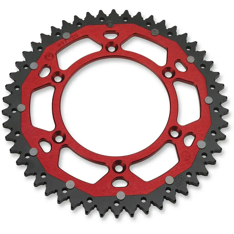 REAR SPROCKET / 49 TEETH / 520 PITCH / RED/NATURAL / ALUMINIUM/STEEL