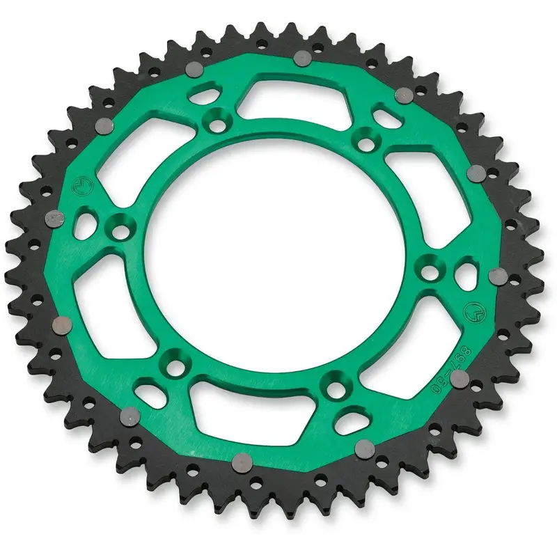 REAR SPROCKET / 49 TEETH / 520 PITCH / GREEN/NATURAL / ALUMINIUM/STEEL