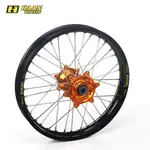 Roue arrière complète HAAN WHEELS SM 17x5,00x36T jante noir/moyeu orange/rayons argent/têtes de rayons argent